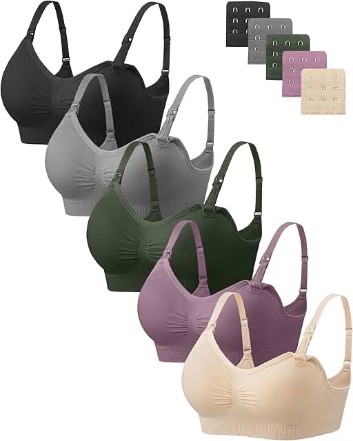 Angelhood Maternity/Nursing Bra Multi-Pack with Extenders XL