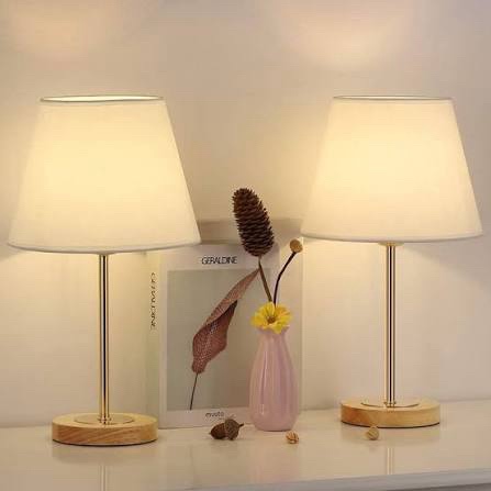 2 pcs beige lamp shades with gold accents
