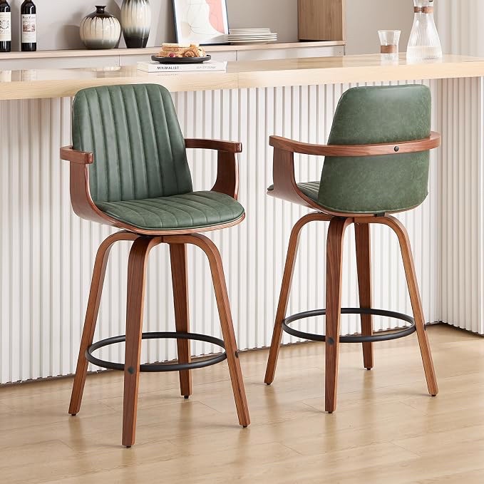Arm Counter Stool - Green (Set of 2)