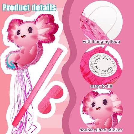 Seematn Axolotl Pinata for Birthday Party 15.75 x 12.2 x 2.95 Inch