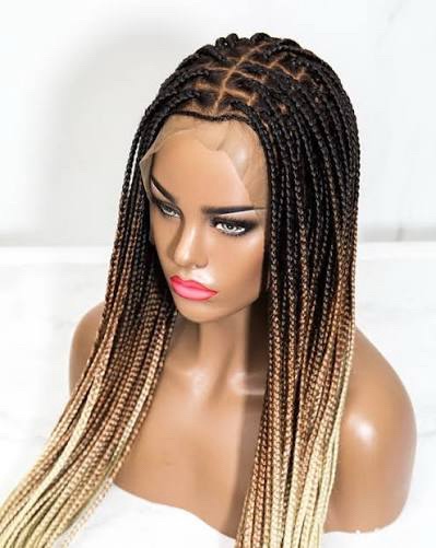 Synthetic Braided Lace Front Wig, Blonde Ombre Box Braids