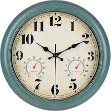 Zyzamax Outdoor Wall Clock with Thermometer and Hygrometer