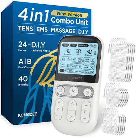 KONGZEE 4-in-1 Combo Unit TENS and Powered Muscle Stimulator