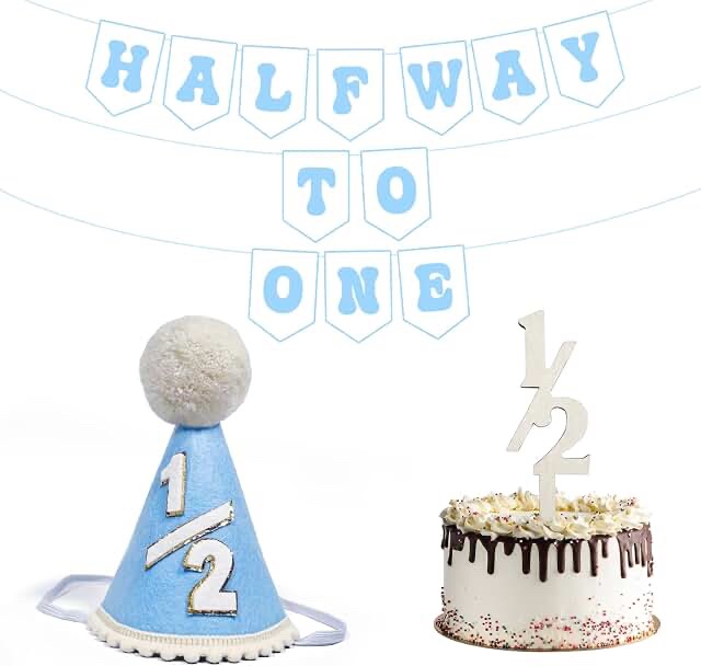 Baby Half Birthday First Birthday Party Supplies - Blue Theme