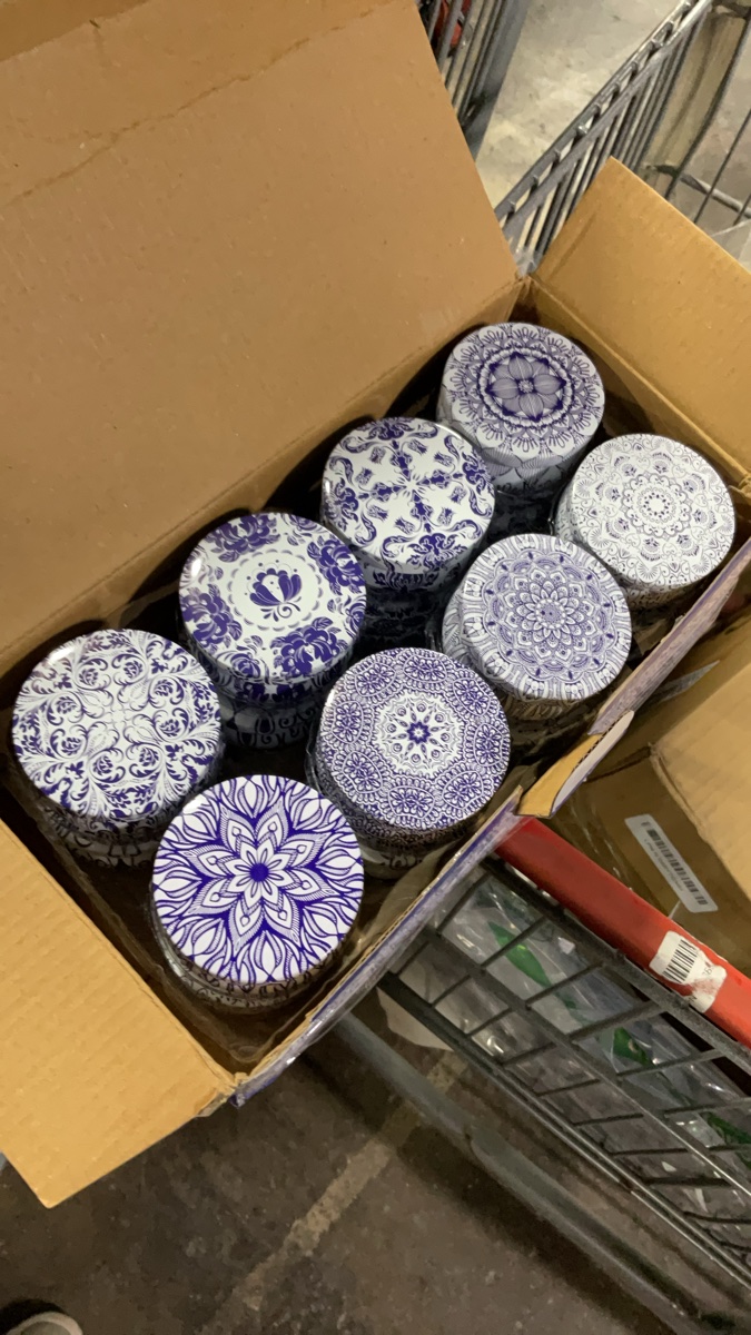 Scented Candle Set, Decorative Floral Design Tins