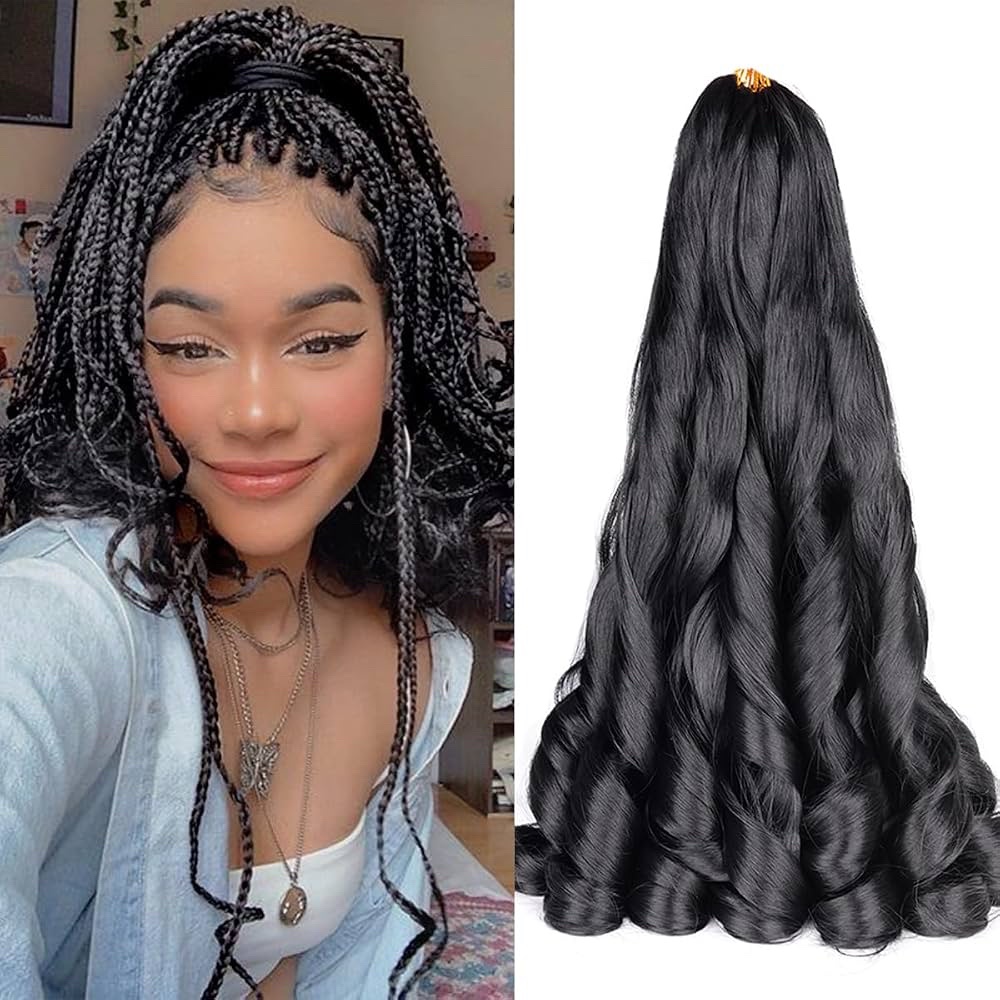 Luoyudu 24" French Curl Hair Extensions - 1B