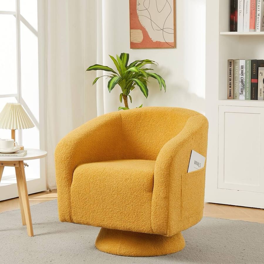 GARVEE Swivel Leather Chair brown in color
