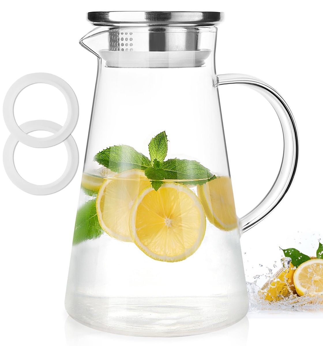 Potdoctor Glass Pitcher for Hot & Cold Beverages 72oz / 2100ml