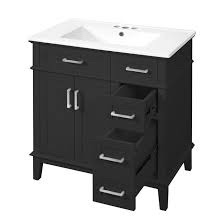 Bathroom Vanity, Black, 40.35 x 22.0 x 19.49 Inch