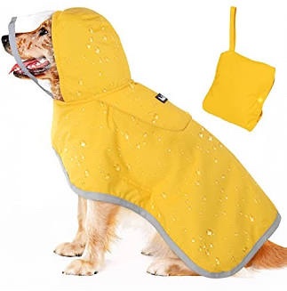 Lukovea Dog Raincoat with Storage Pocket and Rim, Yellow, XL