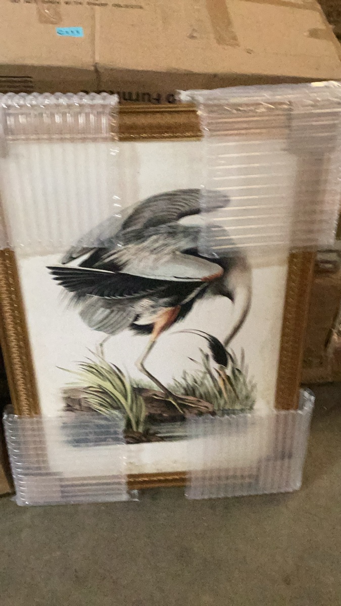 John James Audubon Style Framed Great Blue Heron Art Print