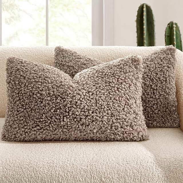MIULEE Faux Fur Decorative Throw Pillow Cover