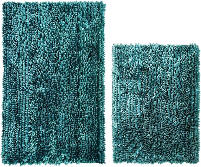 Kazacorf Teal Shag Bath Mat set of 2