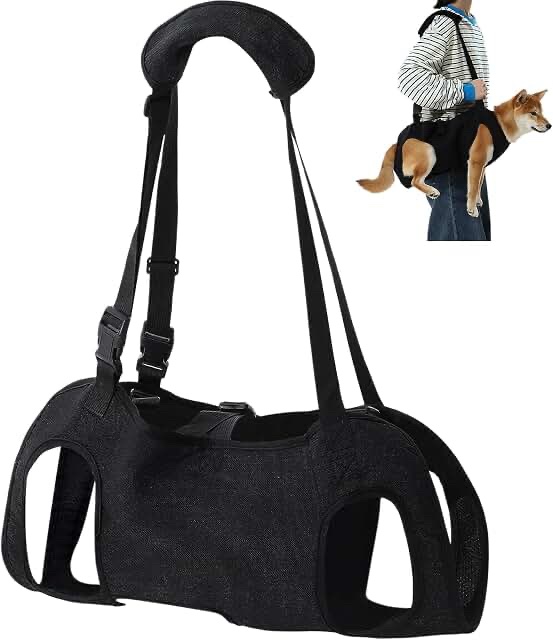 Shinylyn Dog Carry Sling for Arthritis, Hiking, Skiing - Black, Size M