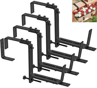 Y&M 4 Pcs Deck Rail Planter Brackets - Black