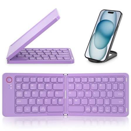 Foldable Wireless Keyboard and Mouse Combo, Lavender Purple