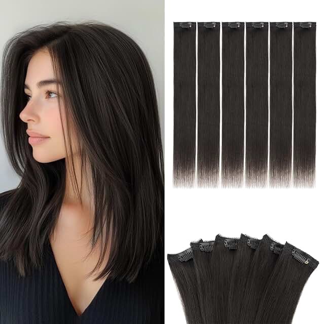 Benehair 6PCS 6 Clip Hair Extensions #1B