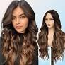 HMHIFI Long Brown Mix Wavy Wig (26" Brown Blonde)