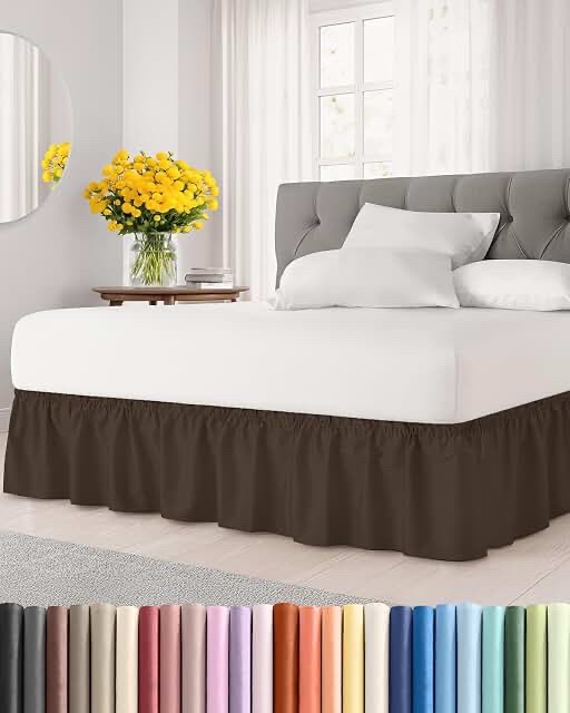 CGK Linens Queen Size Fitted bed skirt, Brown