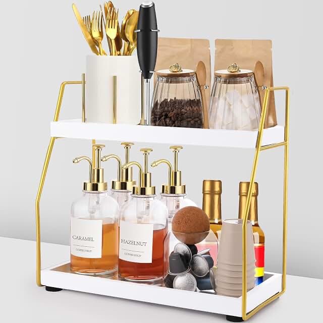 DWTS Coffee Bar Accessories Organizer for Cups, Creamer, and Syrup