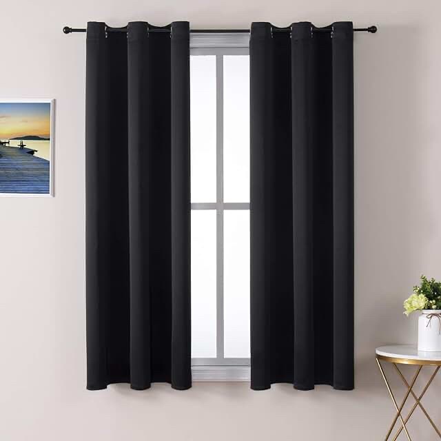 Black Grommet Top Curtain Panel