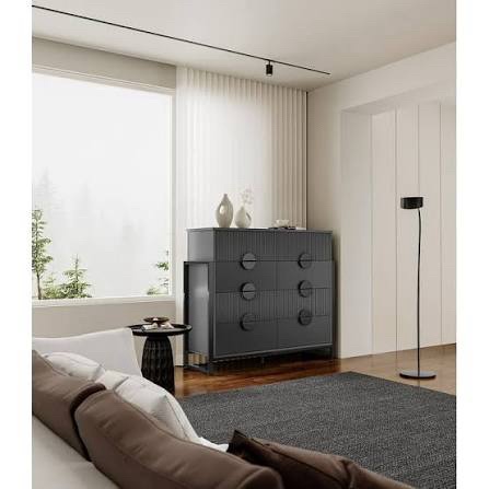 Unbranded Fluted 4-Foot 8-Drawer Cupboard, Black