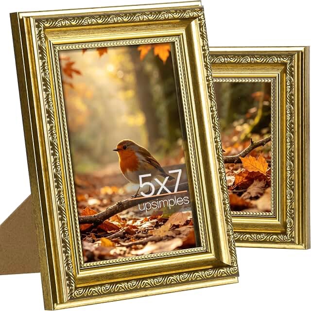 upsimples 2 PCS Picture Frame Set 5x7 inch Gold