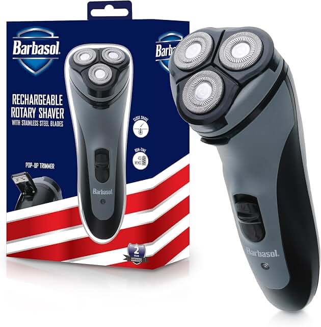 Barbasol Rechargeable Rotary Shaver with Pop-Up Trimmer