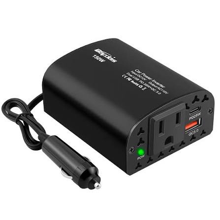 Gapdas 150W Car Power Inverter BP-IN-150W-02 with AC Outlet, PD 25W, and QC3.0