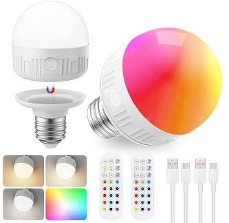 SCOPOW HJA60 LED Light Bulb 2-Pack with Remote Control