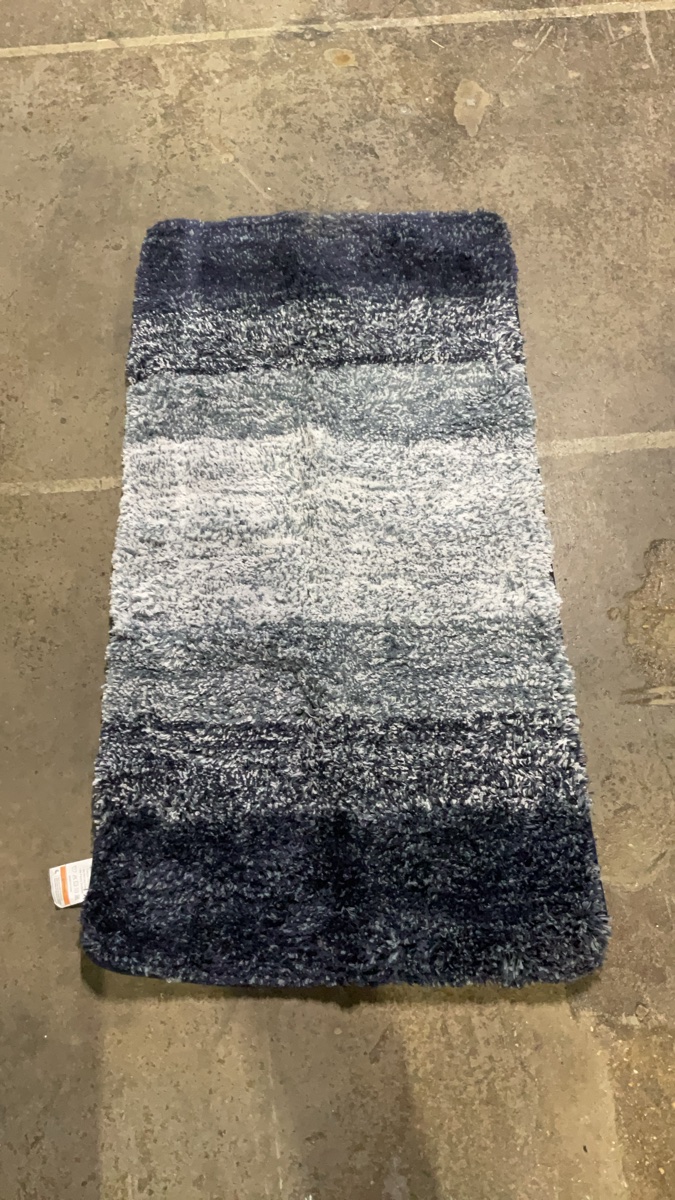 Blue Ombre Striped Shag Bath Mat 2’ * 4’