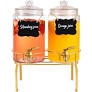 Unbranded Glass Drink Dispenser Set with Stand (2 x 1 Gallon)