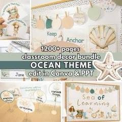 VioraWhite 11 Pcs Sea Classroom Ocean Theme Decor