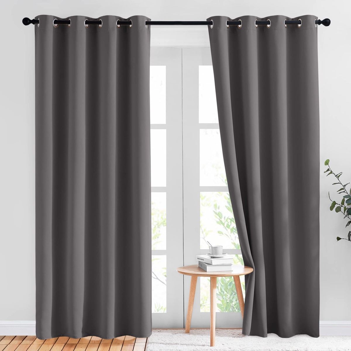 NICETOWN Gray Blackout Curtains 2 Panels W52 x L84