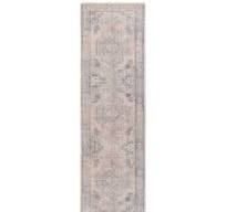 30” * 8’ Distressed Traditional Medallion Area Rug Runner, Grey and White