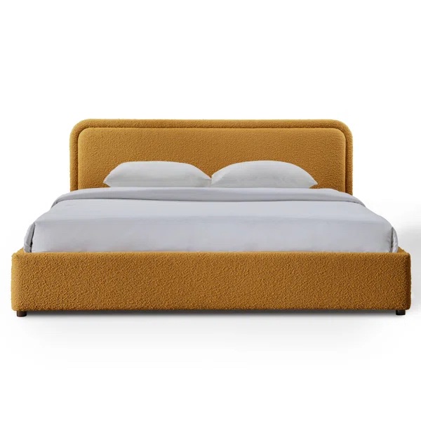 BU1327KGL-1 Chloe Upholstered Platform Bed - Gold - King Size - BOX 2