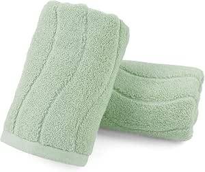 Jacquona Green Striped Cotton Towel