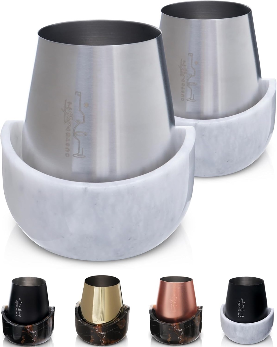 Customerette Wine Glasses Chiller Set of 2 Tumblers & 2 Chillers