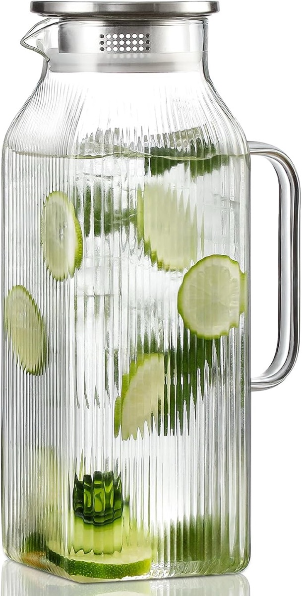 SNUVID 2L Borosilicate Glass Pitcher with Lid
