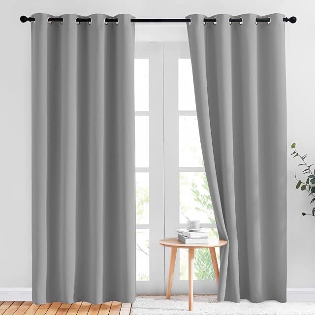 NICETOWN Gray Blackout Curtains 2 Panels 52" x 84"