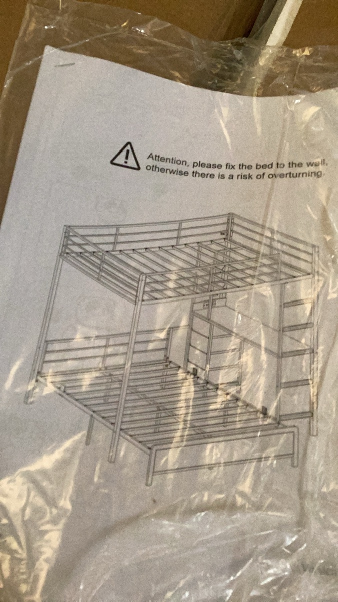 Box 1 of 2Metal Loft Bed with Desk and Shelves