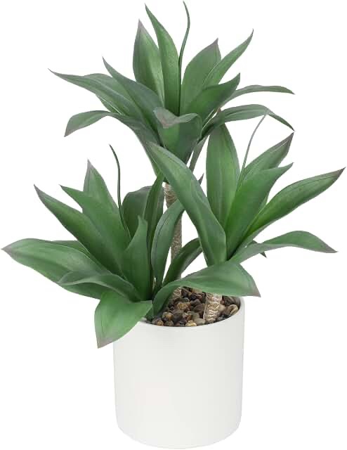 Artificial Agave Plant in White Ceramic Pot