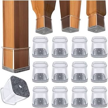 Furniture Leg Caps, 32 Pcs Square Chair Leg Covers, Size up to 1-5/16"