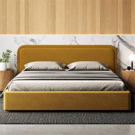 Chloe Upholstered Platform Bed - Gold - King Size - BOX 3