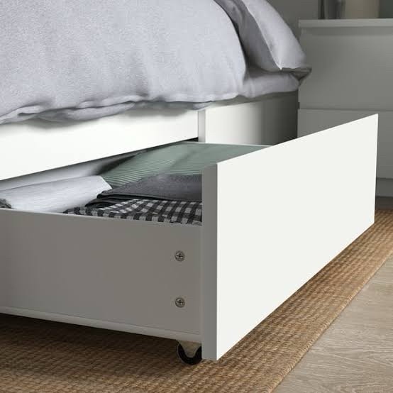 Queen Bed with 2 Drawers - White (Box 2 of 3)