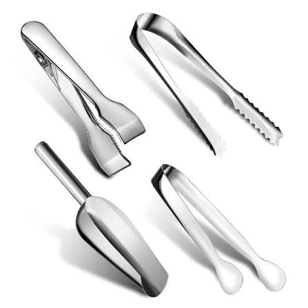 Sieral 8 Pieces Silver Ice Tongs Set