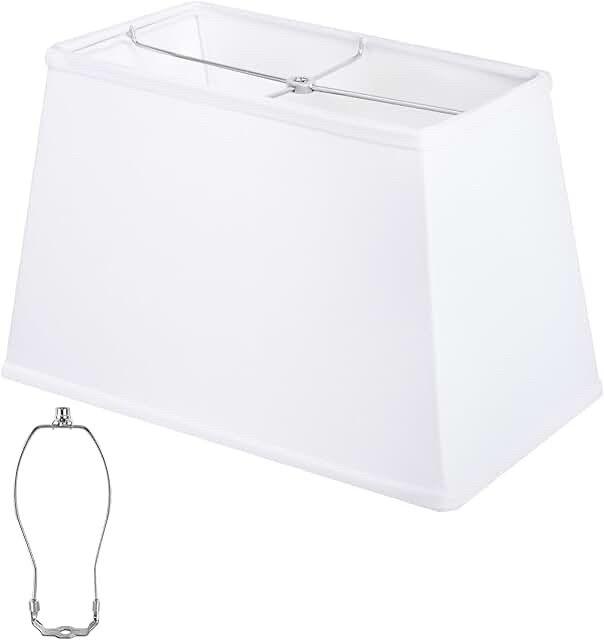 Rectangular White Fabric Lamp Shade with Spider Fitter