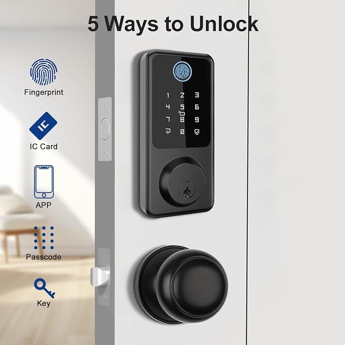 Secosly Smart Lock Deadbolt, Model S027P-DL, Black