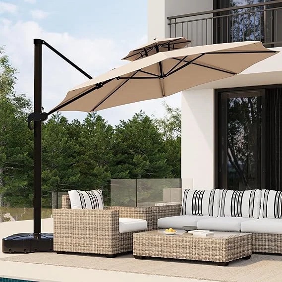 Cantilever Patio Umbrella with Cross Base