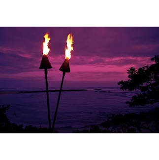 Wall Art Canvas Print - Tiki Torches at Sunset